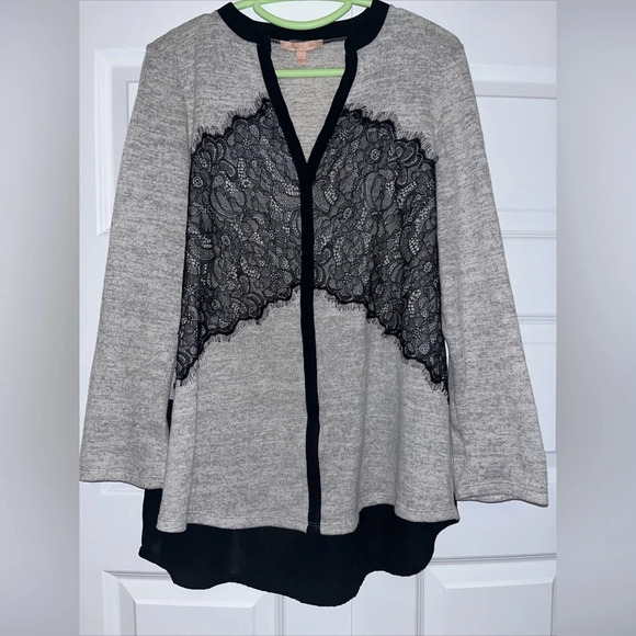 Gibson Latimer Women’s Sweater Black Gray Lace Size Large - Picture 2 of 7